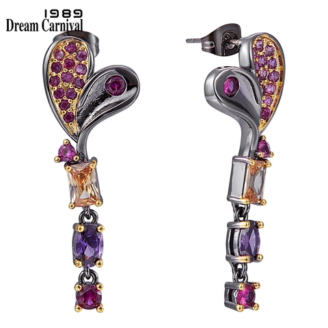 DreamCarnival1989 New Delicate Feminine Love Earrings for Women Linked Drop Fuchsia Tone Cubic-Zirconia Hot Selling Jewel WE3999 ► Photo 1/6