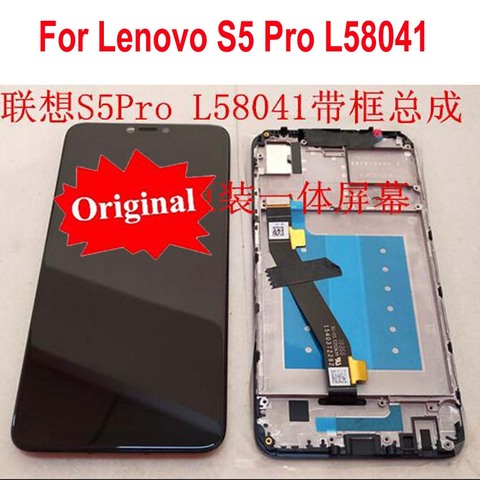 Original Best LCD Display Touch Screen Digitizer Assembly Sensor + Frame / bezel For Lenovo S5 Pro L58041 S5Pro GT L58091 Panel ► Photo 1/3