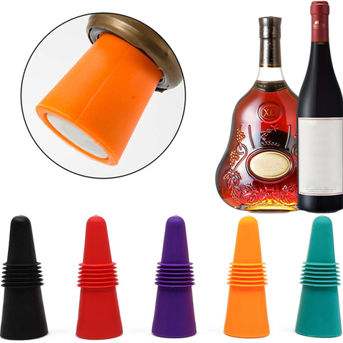 5 Pack Premium Silicone Wine and Beverage Bottle Cap Leak Proof Soda Champagne Bottles Creative Sealer Stopper Reusable for Beer ► Photo 1/6