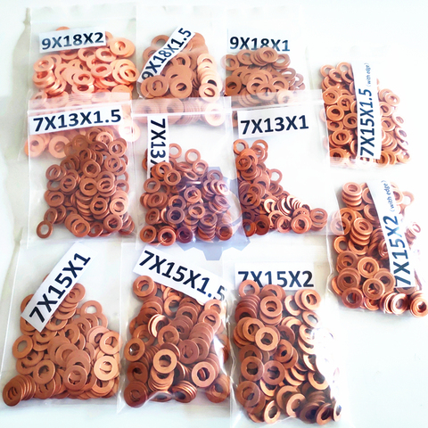 7x15mm/9x18mm Diesel Common Rail Injector Copper Seal Washer Gasket Ring Repair Kits ► Photo 1/6