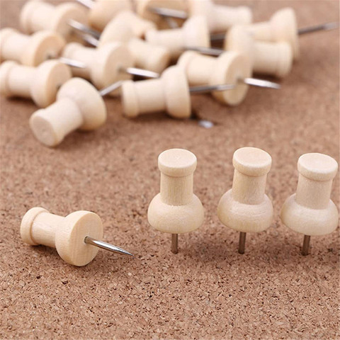 40pcs/box Map Thumbtacks Wood Push Pins Diy Thumb Tacks For Photos Cork Board Offie Student Stationery School Supplies ► Photo 1/6