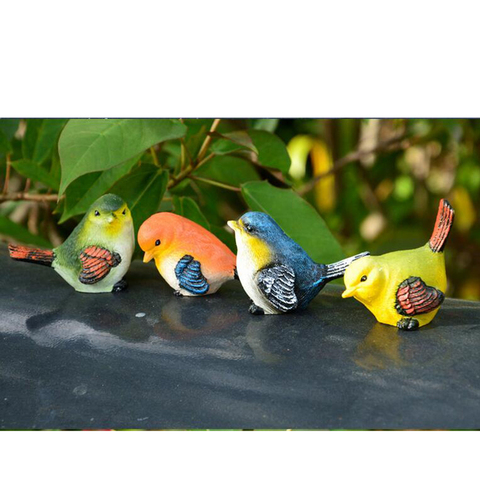 4Pcs Resin Birds Decor Outdoor Garden Yard Artificial Ornamental Bird's Fair Microlandschaft Ornament ► Photo 1/6