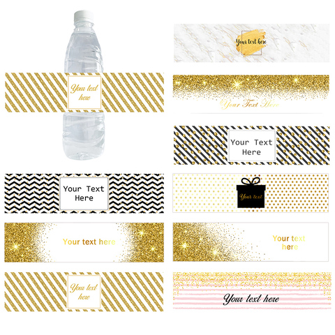 30pcs Gold Theme Luxury Bottle Labels Stickers Customized Name Text Sticker Baby Shower Birthdays Baptism Holidays Wedding Decor ► Photo 1/6