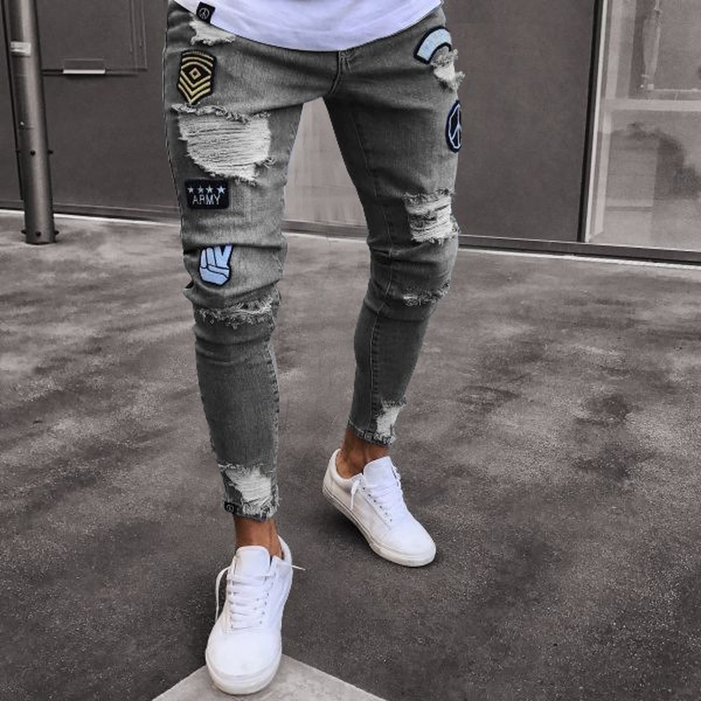 Mens Slim fit Straight Skinny Trousers Casual dress Jeans pencil Pants Cotton 