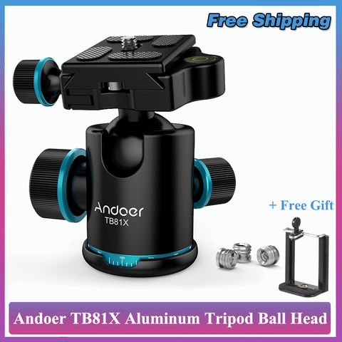 Andoer TB81X Aluminum Tripod Head Ball Head Rotating Panoramic Ball Head for Tripod Monopod Slider DSLR Camera ► Photo 1/6