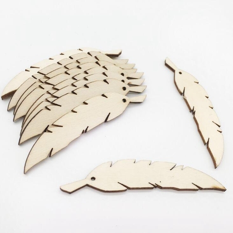 50pcs DIY Wooden Feather Crafts Handmade Embellishment For Arts Wedding Party Home Decoration ► Photo 1/4
