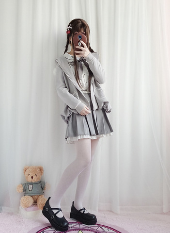 2022 Cute Lolita Spring And Autumn Fairy Female Bear Pure Cotton Dress + Shirt Role-Play Two-Piece  Cosplay Kawayi ► Photo 1/4