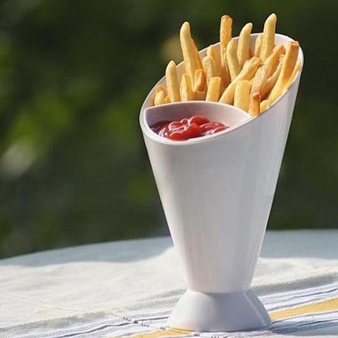 Закусочная чашка  Fries Shelf Holder Assorted Sauce Chips Dip Snack Cone Cup Two Cup-mouth Tableware Кухонные принадлежности ► Photo 1/6