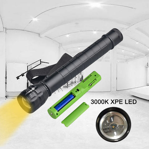 3W XPE LED Photography Flashlight 3000-3500k Warm Yellow Light High Quality Zoom Photo Lantern Metal Reflector Police Torch ► Photo 1/5