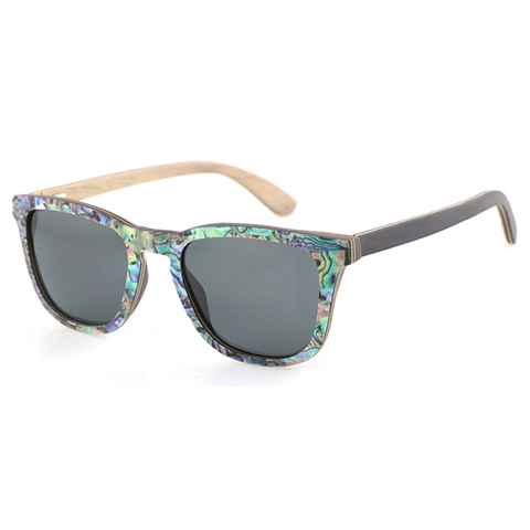 Dropshipping Polarized Abalone Shell Sunglasses Women Square Frame Rim Wood Veneer Logo Custom wooden Sun Glasses ► Photo 1/6