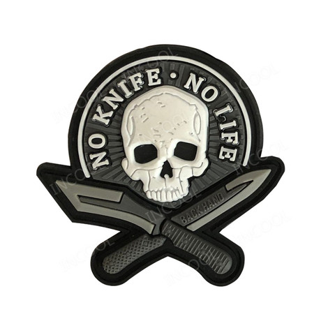 3D PVC Skull Rubber Patches No Knife No Life Tactical Military Decorative Patches Combat Badges For Cap Backpack Clothing ► Photo 1/4