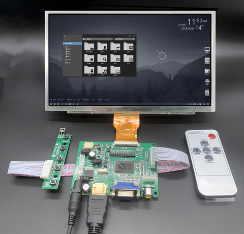 for Raspberry Pi Banana/Orange Pi mini computer LCD Screen Display Monitor with Remote Driver Control Board 2AV HDMI VGA ► Photo 1/5