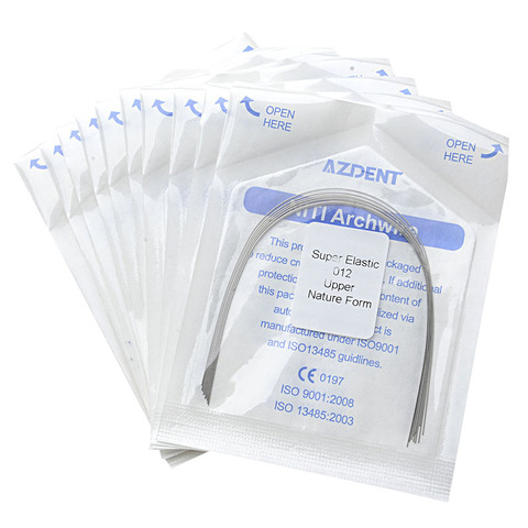 100Pcs/10 Packs AZDENT Niti Archwire Dental Orthodontic Super Elastic Nickel Titanium Round Arch Wires Nature Form 012-020 U/L ► Photo 1/6