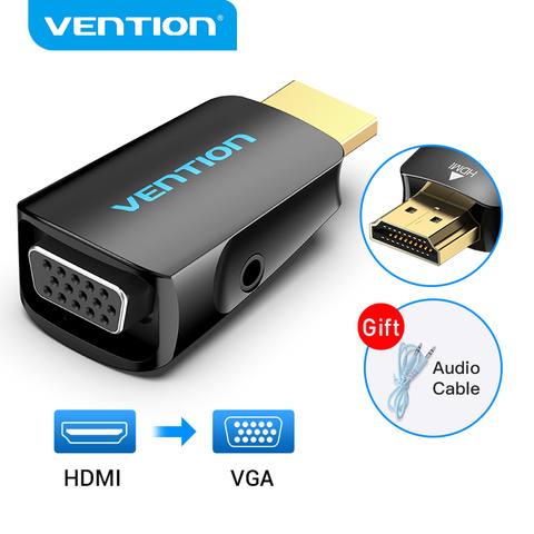 Vention HDMI to VGA Adapter HDMI Male to VGA Felame HD 1080P Audio Cable Converter With 3.5 Jack for PS4 Laptop PC Box Projector ► Photo 1/6