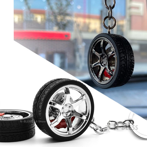 Luxury 3 color Auto Turbo Hub Keychain ET37 RIM wheel keychain Alloy Car wheel keychain key ring metal with Brake discs For BMW ► Photo 1/6