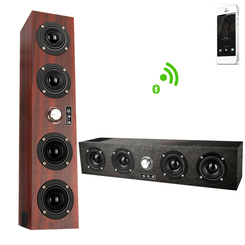 Wooden portable20W wireless Bluetooth speaker stereo PC TV system speaker desktop speaker sound column FM radio computer speaker ► Photo 1/6