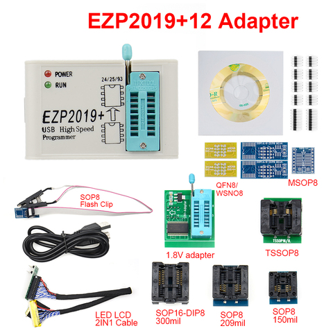 Newest Version EZP2022 High-speed USB SPI Programmer EZP 2022 Support24 25 93 EEPROM 25 Flash BIOS Chip full set with 12 adapter ► Photo 1/6