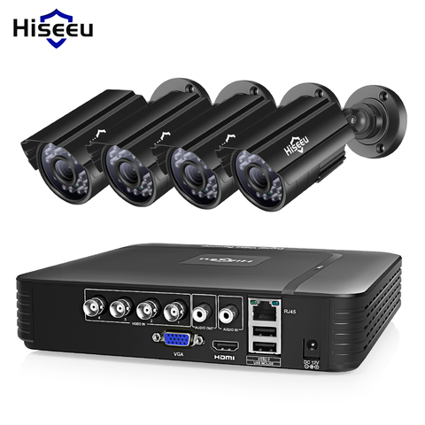 Hiseeu CCTV camera System 4CH 720P/1080P AHD security Camera DVR Kit CCTV waterproof Outdoor home Video Surveillance System HDD ► Photo 1/6