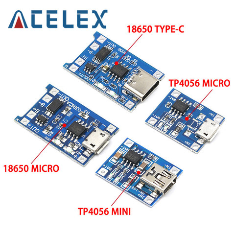 10PCs Micro USB 5V 1A 18650 TP4056 Lithium Battery Charger Module Charging Board With Protection Dual Functions 1A Li-ion ► Photo 1/6