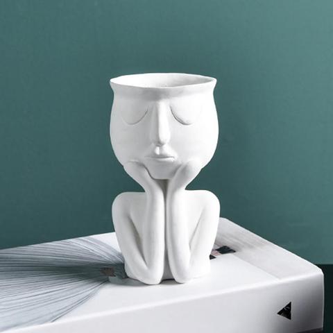 Human Think Face Abstract Characters Creative Flowerpot Vase Planter Eco-Friendly Simple Office Artistic Ornament Home Decor ► Photo 1/6