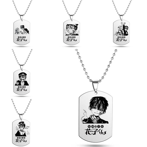 Toilet Bound Hanako Kun Necklace Anime Jibaku Shounen Hanako Kun Black Stainless Steel Tag Pendants Necklaces Jewelry Gift ► Photo 1/6