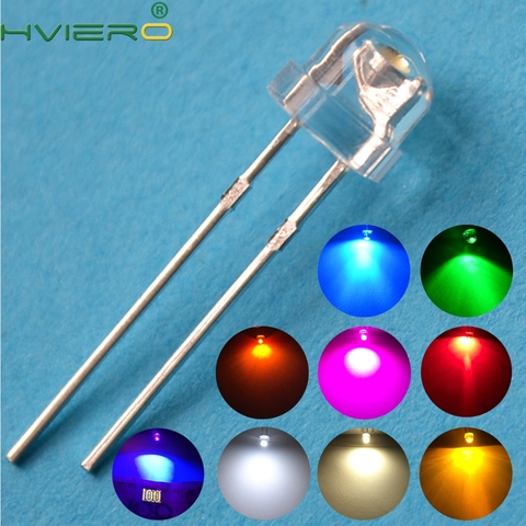 1000X Min F5 5mm Straw Hat Water Clear Emitting Diode Ultra Bright White Blue Green Yellow Red Wide Angle Bright Wide Angle Bulb ► Photo 1/6