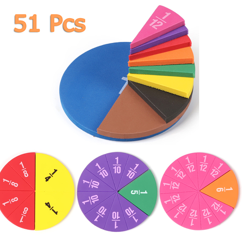 51 Pcs EVA Addition Subtraction Fractions Instrument Round Math Teaching Aids Score Question Demonstrator Montessori Educational ► Photo 1/6