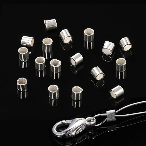 20PCS1.5mm 2mm 2.5mm 925 sterling Silver Crimp & End Beads Silver Crimps Silver End Beads for Jewelry Making Jewelry Findings ► Photo 1/6