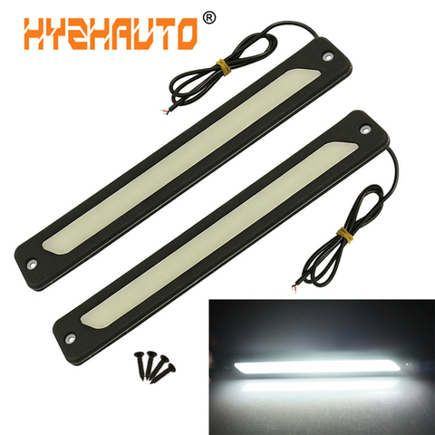 HYZHAUTO 2Pcs High Power COB LED Daytime Running Lights Waterproof Flexible Strip Light DRL Car Fog Lamp White 225x30mm 12V ► Photo 1/6