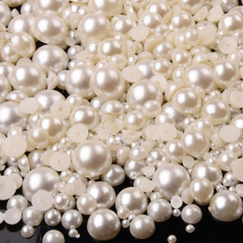 50 Grams of Pearl White 12MM Loose Pearl Flat Back Half Pearl Price Per  Pack/50 Grams Glue on Pearl