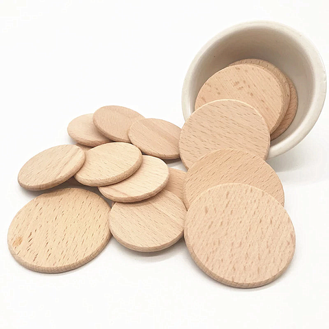 15PCS 37 mm/50 mm Unfinished  beech chips Blank beech coins Wooden discs Children's wooden toys ► Photo 1/6