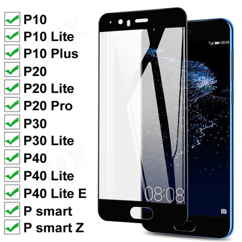 15D Full Tempered Glass For Huawei P10 Plus P Smart Z 2022 Screen Protector Huawei P30 P40 Lite E P20 Pro Protective Glass Film ► Photo 1/6