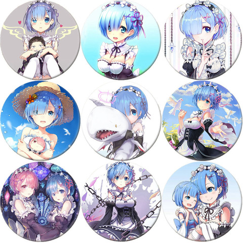 Anime Re:Life in a different world from zero  Emilia Brooch Cosplay Natsuki Subaru Badge Backpacks Button Clothes Women CL ► Photo 1/5