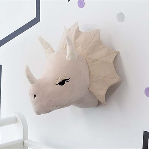 Animal Head Dinosaur Wall Decor Elephant Deer Hanging Mount Stuffed Animal Plush Toy Princess Doll Girl Kid Gift Nursery Room ► Photo 1/6