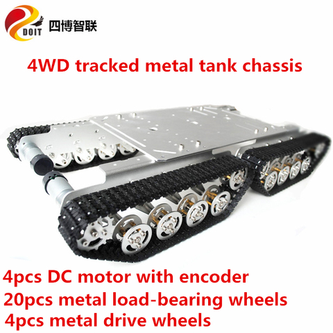 SZDOIT TS600 Heavy Load 4WD Tracked Metal Tank Chassis Kit Large Smart Crawler Robot Platform 9V/12V Motor With Encoder DIY Toy ► Photo 1/6