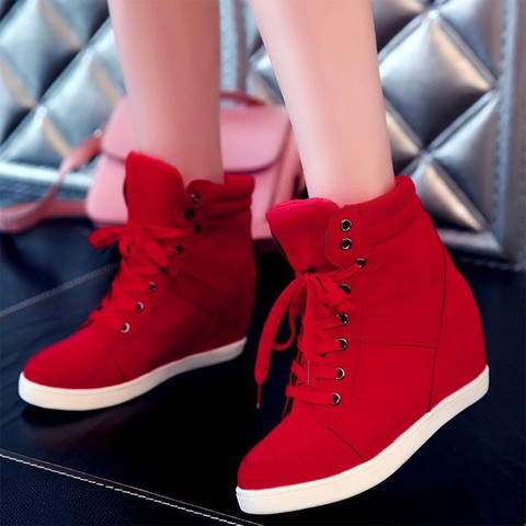Hidden Wedge Sneakers Shoes Woman Hightop Sneakers Platform Lace-up Casual Shoes Wome Wedge Shoe - Price history & Review | AliExpress Seller - JINANDYU manufacturing co Store | Alitools.io