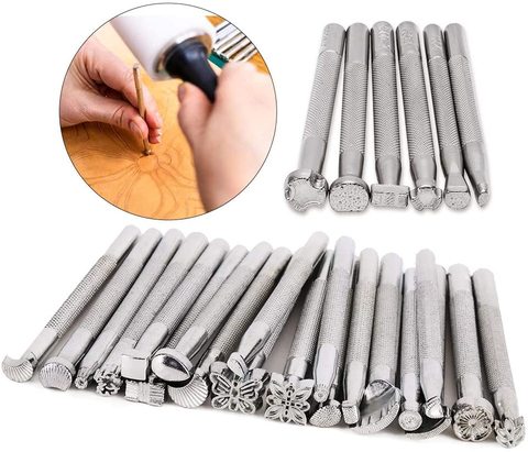 Leather Stamping Tools Set Saddle Making Tools Carving Punch Tools for Leather Craft 26 Pcs Different Shape ► Photo 1/6