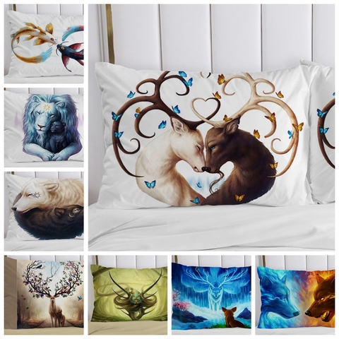 1PC Pillow Case 70*70 50*70 50*75 50*80 45*45 Pillowcase Decorative Pillow Cover Bedding Animal for Hotel Wedding ► Photo 1/6
