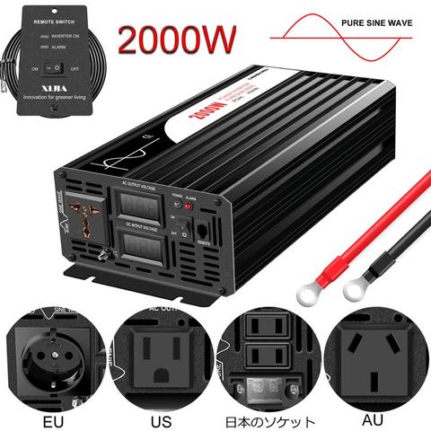 2000W pure sine wave solar power inverter DC 12V 24V 48V  to AC 110V 220V digital display ► Photo 1/6