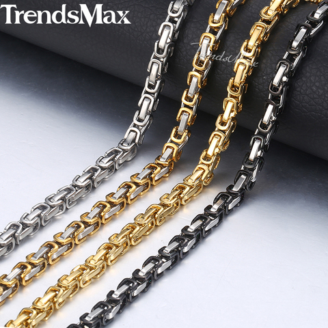 5mm Byzantine Box Link Chain Necklace For Men Stainless Steel Chain Gold Black Fashion Men Jewelry Wholesale 18-36