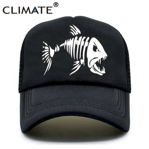 CLIMATE Fishbone Trucker Cap Men Fishing Skeleton Fish Bone Cap HipHop Baseball Caps Summer Fisher Man Mesh Caps Hat for Men ► Photo 1/6