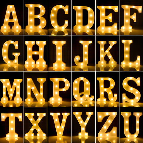 Luminous LED Letter 26 English Alphabet Night Light Battery Plastic Lamp Romantic Wedding Birthday Propose Marriage Party Decors ► Photo 1/6