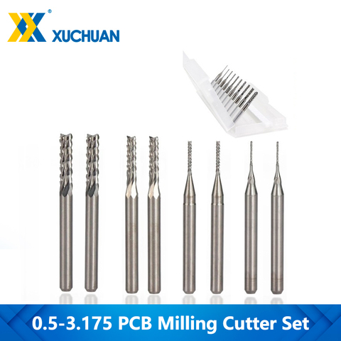 10pcs 0.8-3.175mm CNC Milling Bit 3.175mm Shank PCB Milling Cutter Set For Metal Milling Carbide End Mill ► Photo 1/6