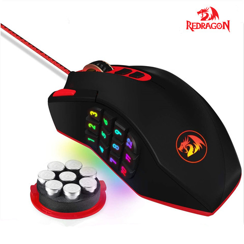 Redragon M901-1 Perdition game mouse 24000DPI USES high precision Pixart 18 programmable buttons RGB backlight and weight adjus ► Photo 1/6