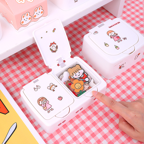 W&G Ins Button Desktop Cute Storage Box with Lid Sundries Mini Jewlery Storage Box Organizer Kawaii Box Container Storage Small ► Photo 1/5