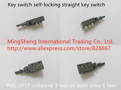 Original new 100% import key switch self-locking straight key switch PWL-2P2T unilateral 3 feet 6 feet on both sides ► Photo 1/2