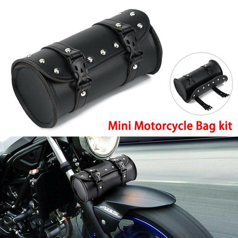 CHOPPER LEATHER BAG Motorcycle Bag Front Fork Tool Bag Chopper Bag Storage  Barrel Tool Pouch Leather Roll Bag for My Bike 