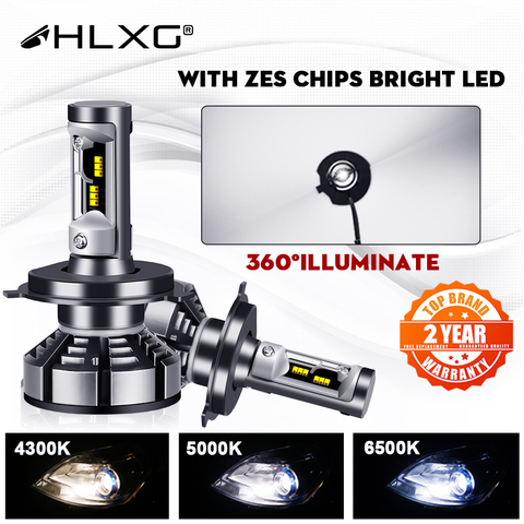 H4 led h7 20000LM Mini with ZES 6500K 5000K LED Lampada H1 Bulb HB3 9005 9006 hb4 Fog Light H8 H11 4300K 12V 2PCS hlxg ► Photo 1/6