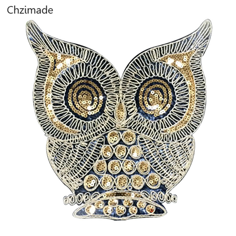 Lychee Life  Vintage Owl Sequin Embroidered Patches For Diy Clothing Iron On Applique Clothes Jean Animal Bird Sticker Badges ► Photo 1/3