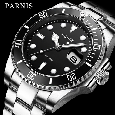 Fashion Parnis 40mm Automatic Mechanical Men Watch Diving Men's Watches Steel mekanik erkek kol saati reloj automatico 2022 Man ► Photo 1/6